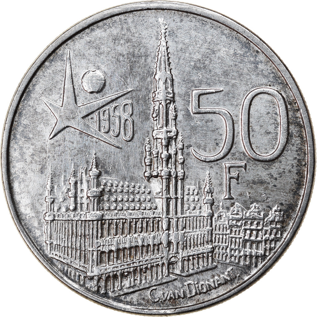 Coin, Belgium, 50 Francs, 50 Frank, 1958, AU(50-53), Silver, KM:150.1