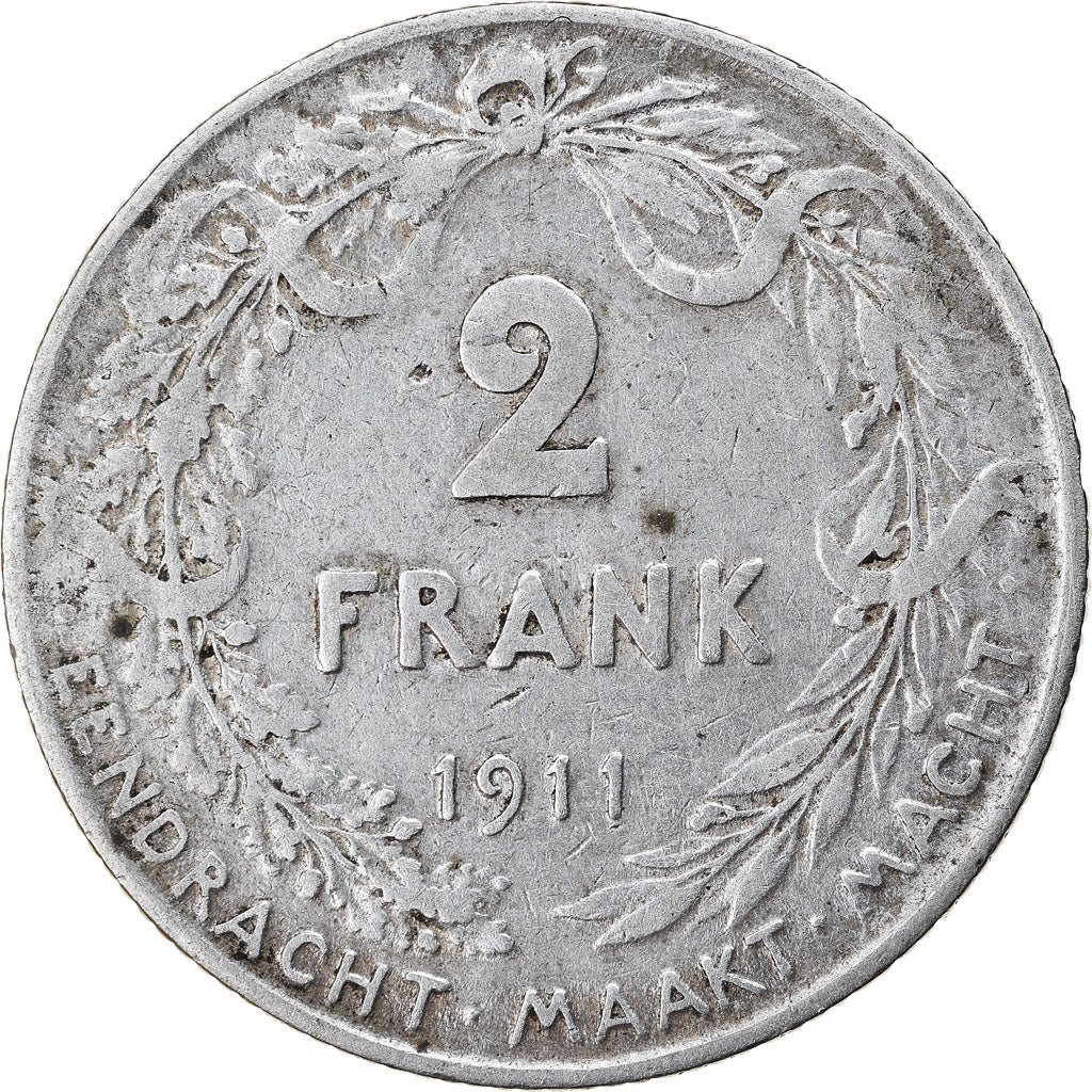 Coin, Belgium, 2 Francs, 2 Frank, 1911, VF(30-35), Silver, KM:75