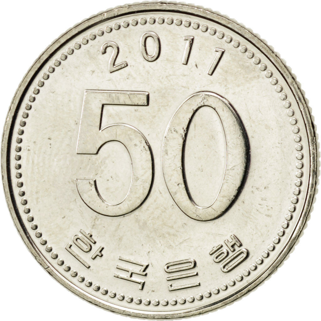 KOREA-SOUTH, 50 Won, 2011, KM #34, MS(63), Copper-Nickel-Zinc, 21.6, 4.14