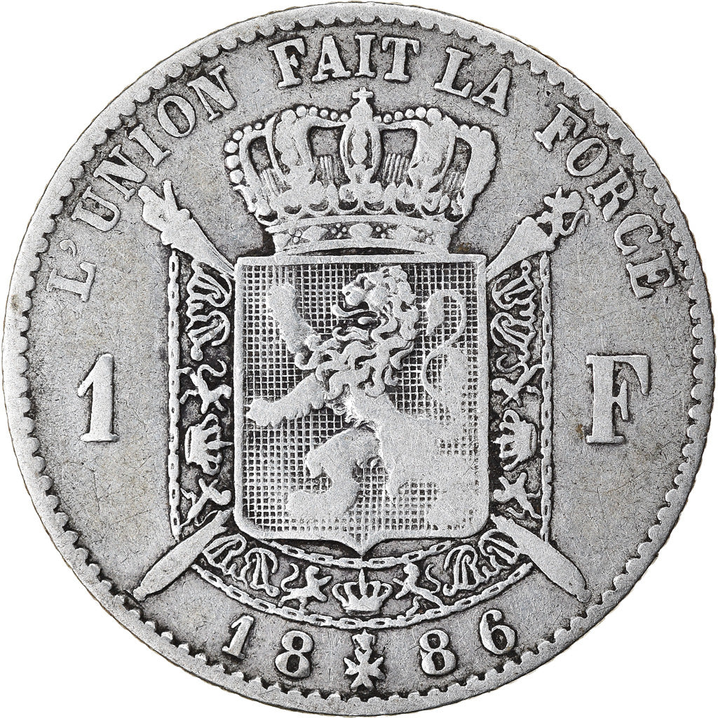 Coin, Belgium, Leopold II, Franc, 1886, VF(30-35), Silver, KM:28.1