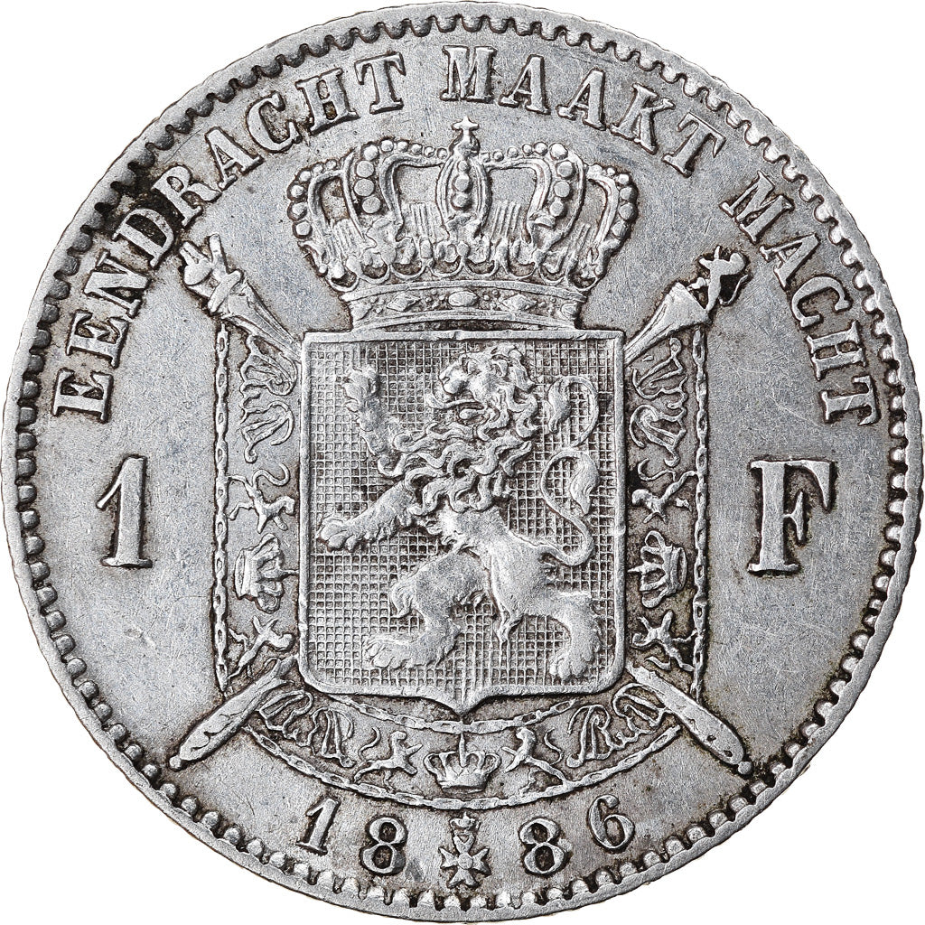 Coin, Belgium, Leopold II, Franc, 1886, AU(50-53), Silver, KM:29.1
