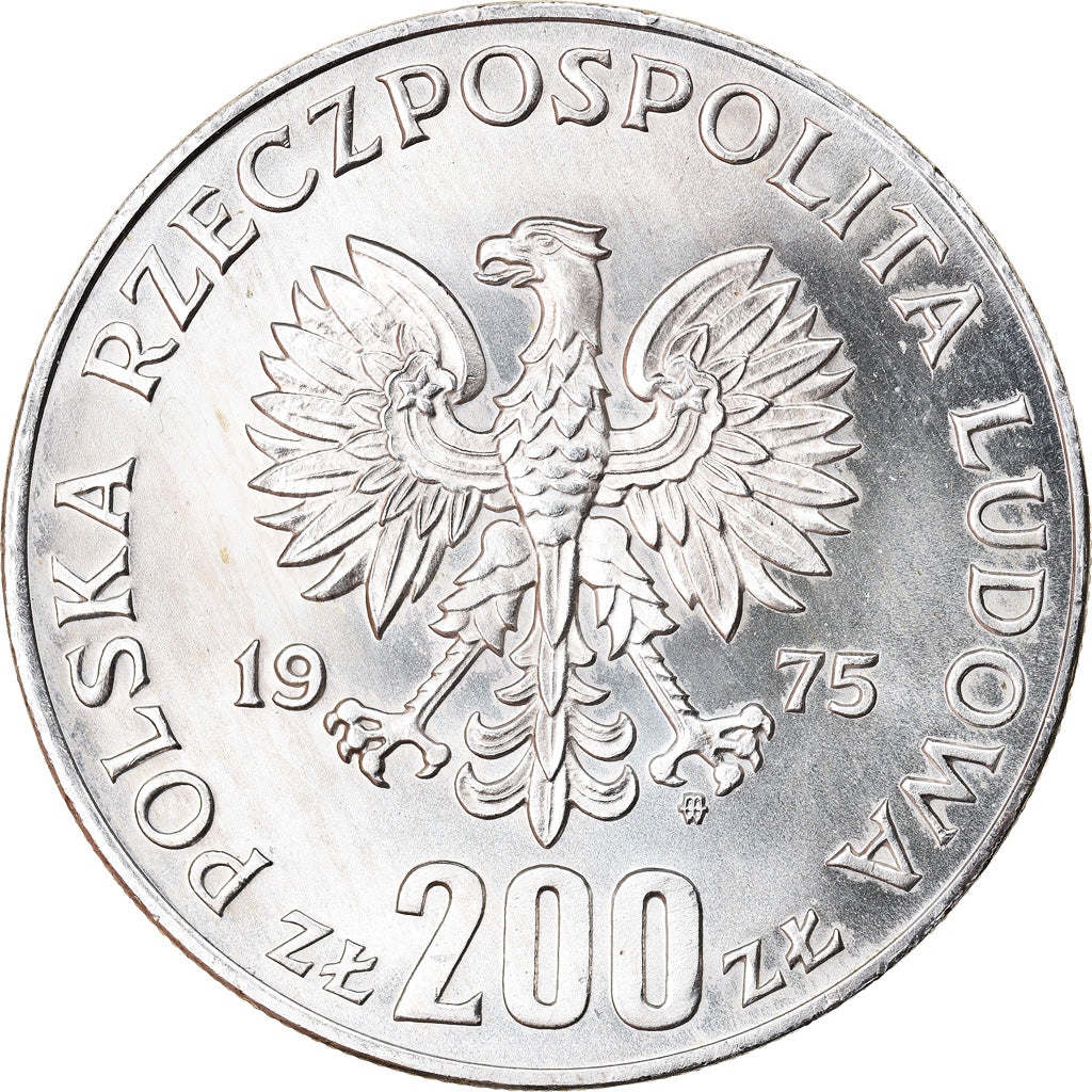 Coin, Poland, 200 Zlotych, 1975, Warsaw, MS(60-62), Silver, KM:79