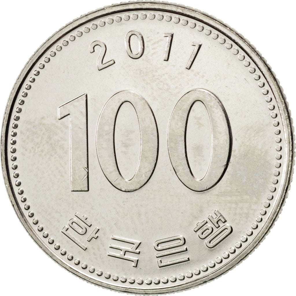 KOREA-SOUTH, 100 Won, 2011, KM #35.2, MS(63), Copper-Nickel, 24, 5.38