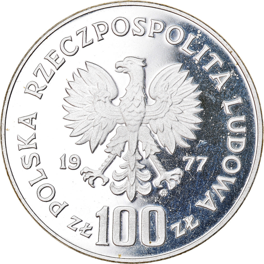 Coin, Poland, 100 Zlotych, 1977, Warsaw, ESSAI, MS(65-70), Silver, KM:Pr301