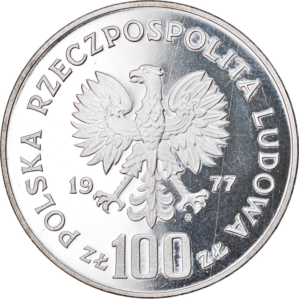 Coin, Poland, 100 Zlotych, 1977, Warsaw, ESSAI, MS(65-70), Silver, KM:Pr305