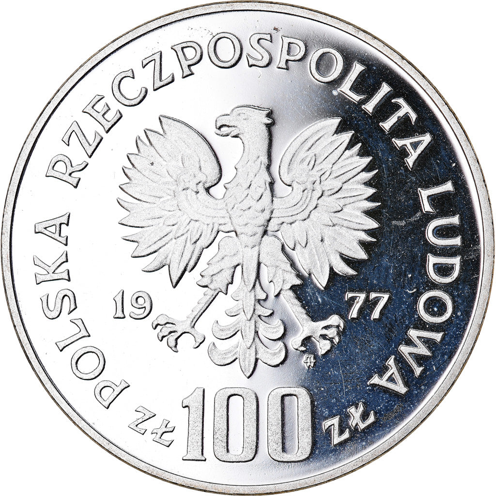 Moneda, Polonia, 100 Zlotych, 1977, Warsaw, ESSAI, FDC, Plata