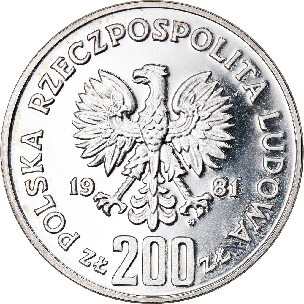 Coin, Poland, 200 Zlotych, 1981, Warsaw, ESSAI, MS(65-70), Silver, KM:Pr456