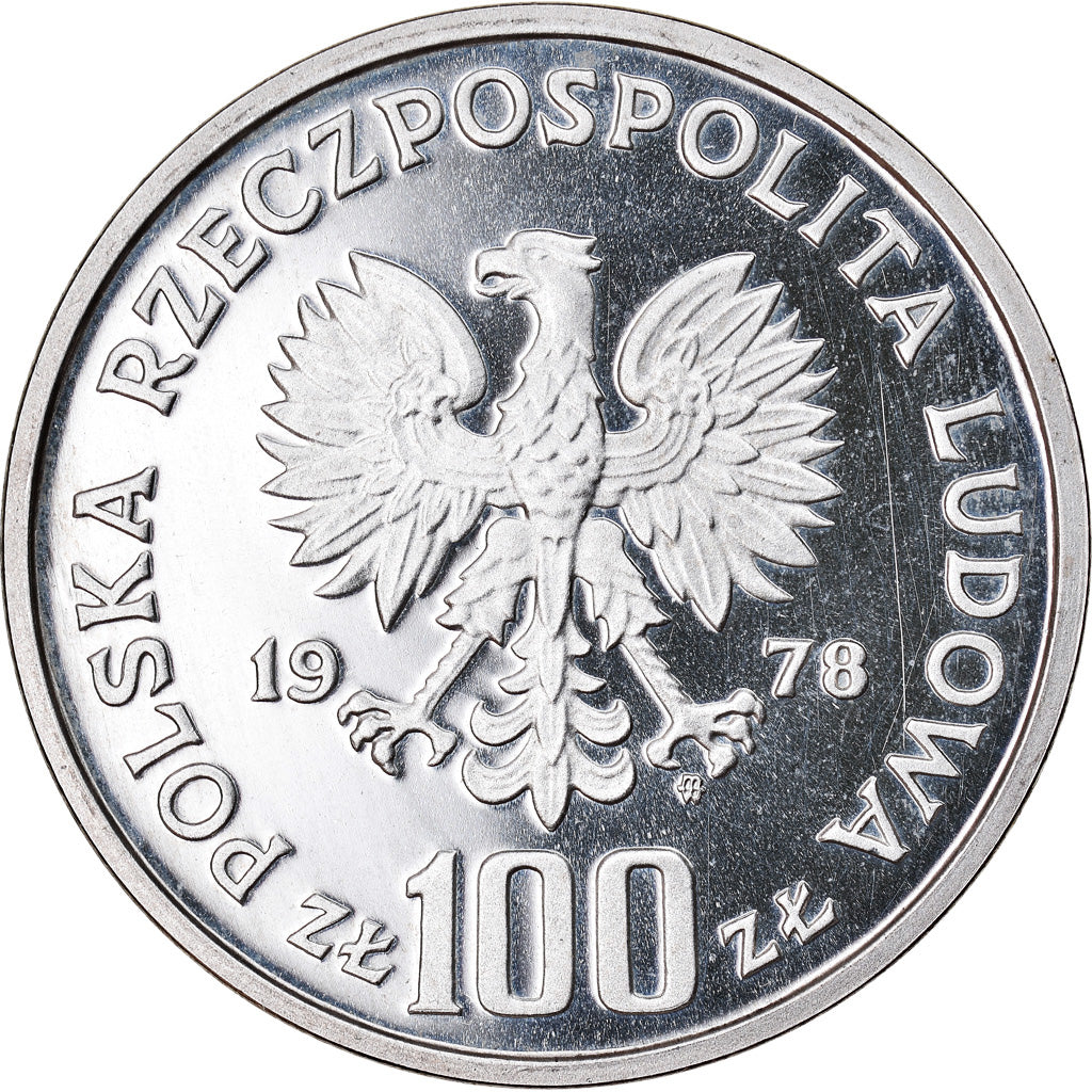 Moneda, Polonia, 100 Zlotych, 1978, Warsaw, ESSAI, FDC, Plata, KM:Pr337