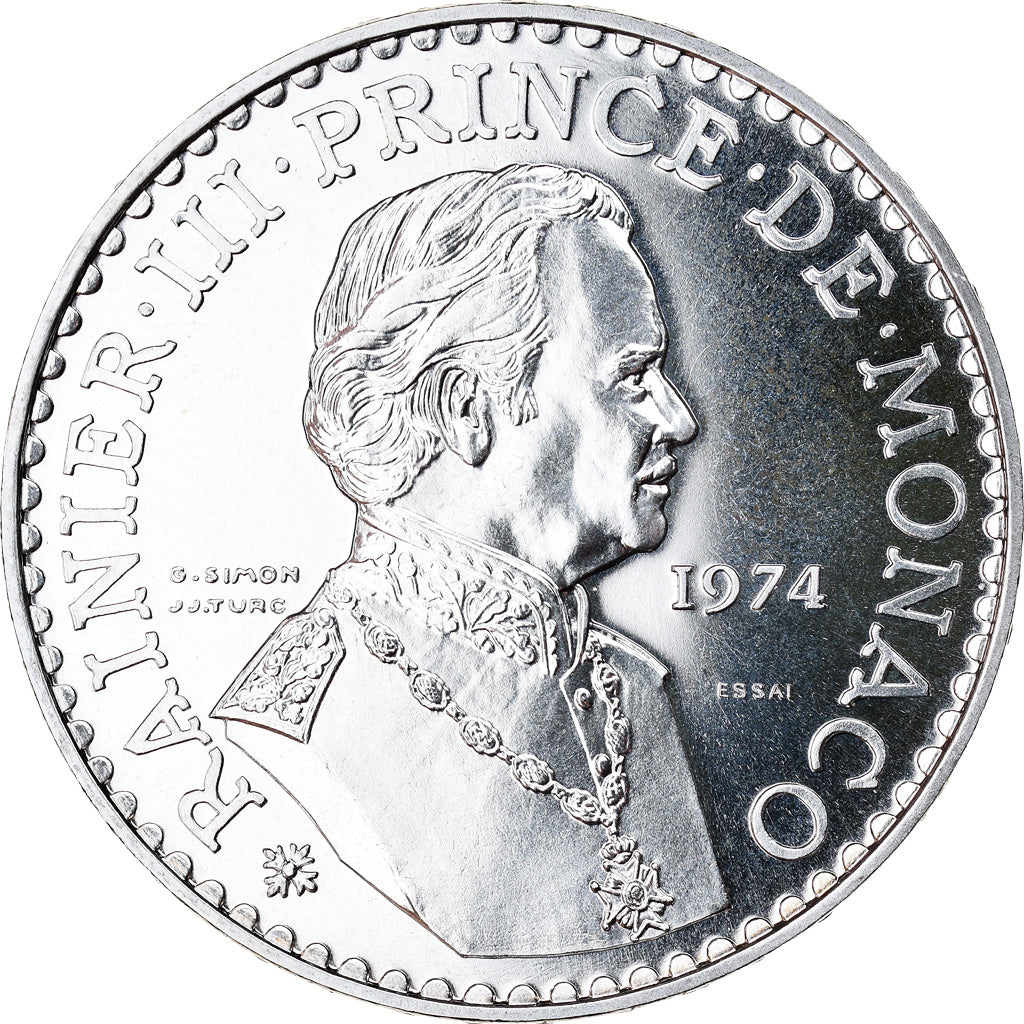 Munten, Monaco, 50 Francs, 1974, ESSAI, FDC, Zilver, KM:E66, Gadoury:MC162