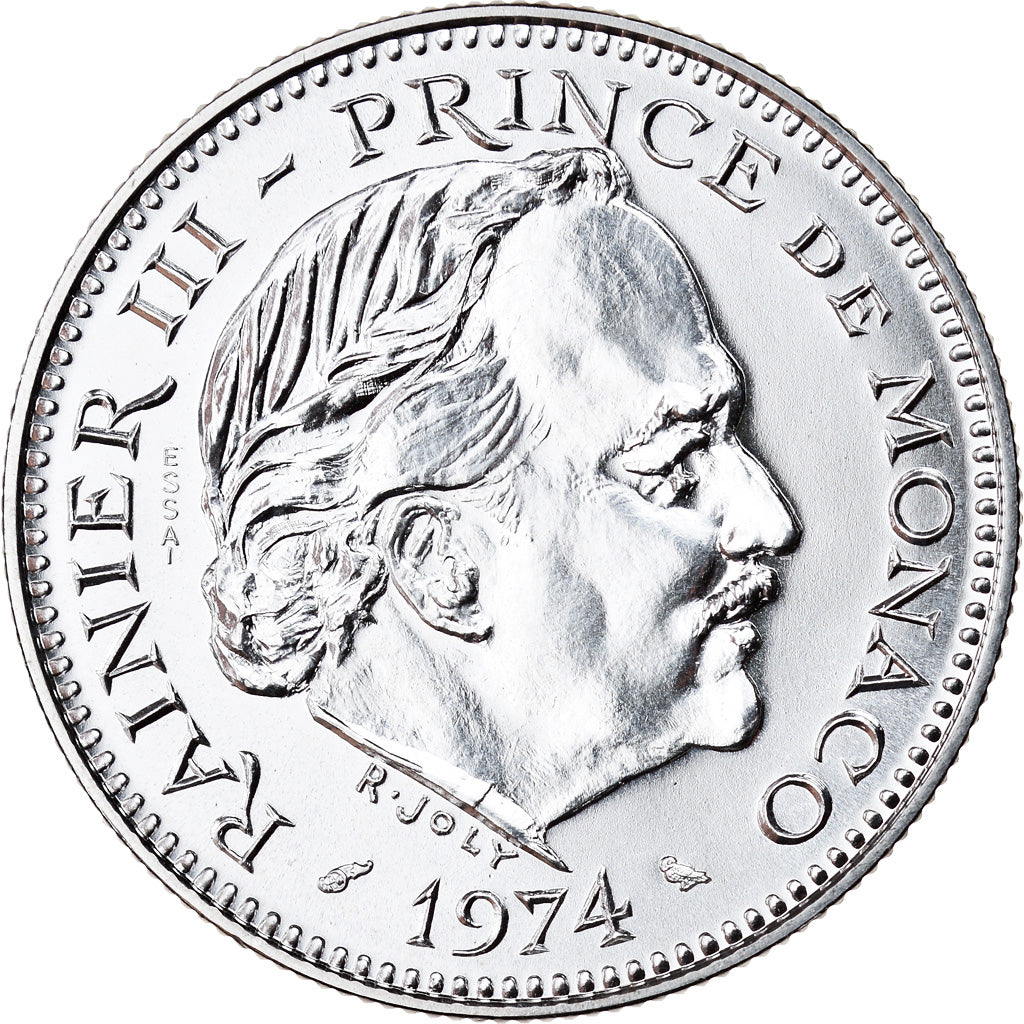 Munten, Monaco, 5 Francs, 1974, ESSAI, FDC, Zilver, KM:E61, Gadoury:MC 153