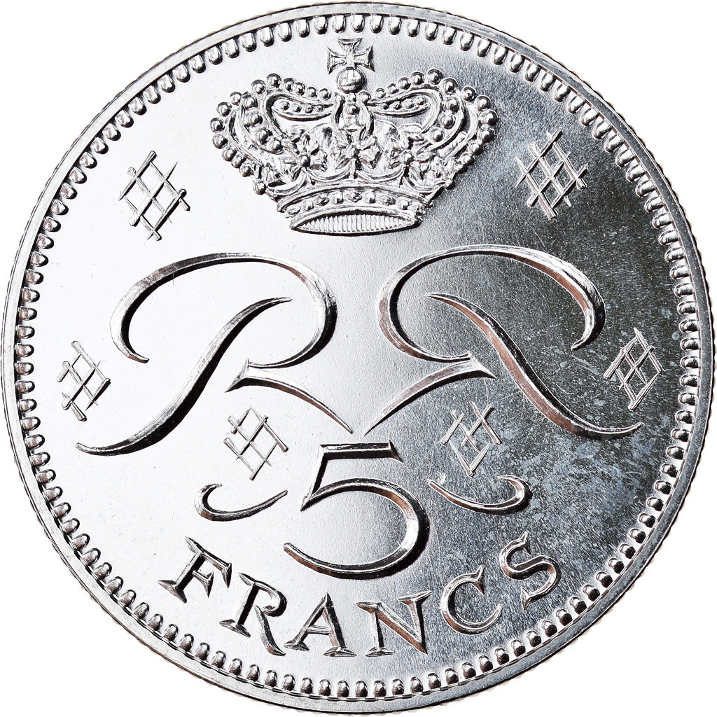 Munten, Monaco, 5 Francs, 1974, ESSAI, FDC, Zilver, KM:E61, Gadoury:MC 153