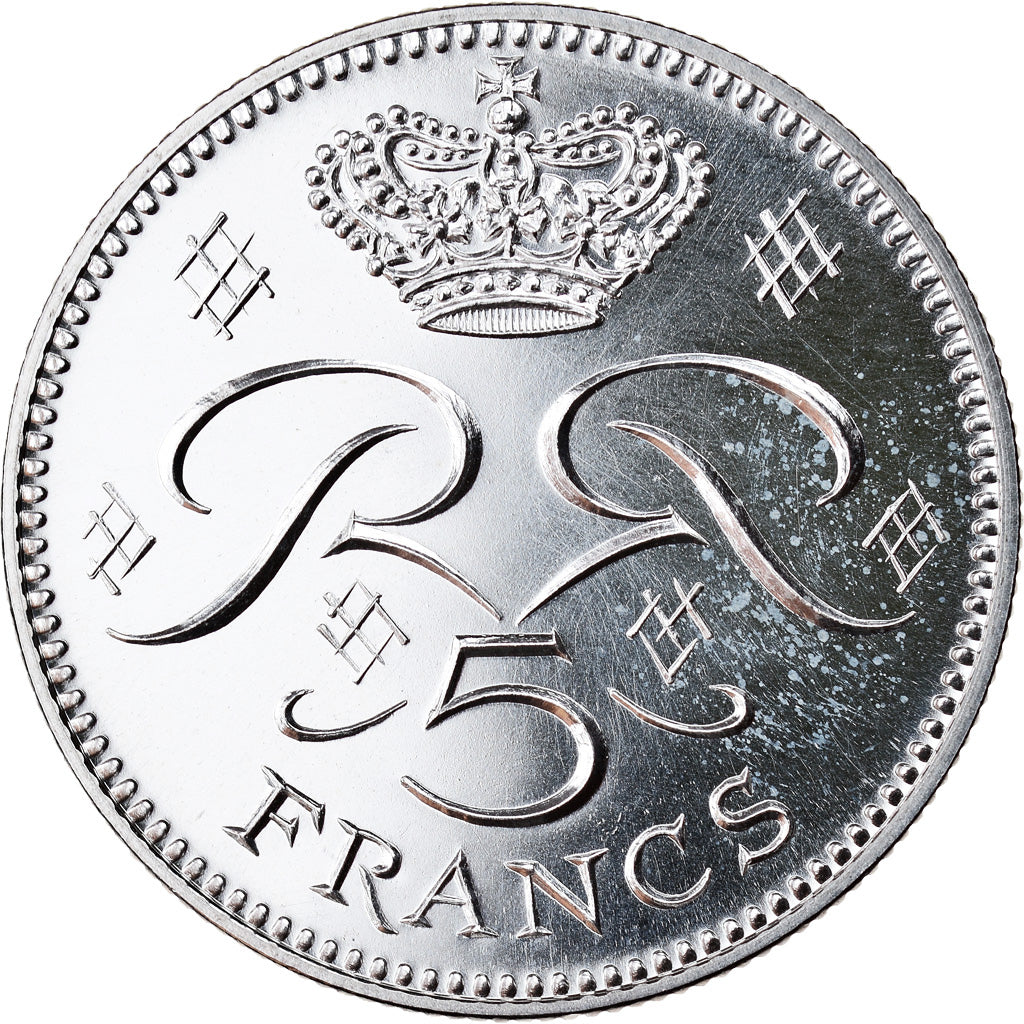 Coin, Monaco, 5 Francs, 1974, ESSAI, MS(65-70), Silver, KM:E61, Gadoury:MC 153