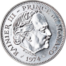 Coin, Monaco, 5 Francs, 1974, ESSAI, MS(65-70), Silver, KM:E61, Gadoury:MC 153
