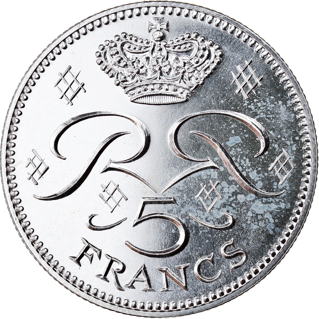 Coin, Monaco, 5 Francs, 1974, ESSAI, MS(65-70), Silver, KM:E61, Gadoury:MC 153
