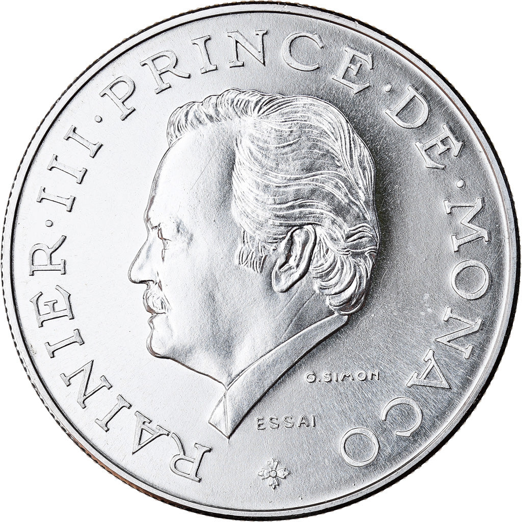 Coin, Monaco, 10 Francs, 1974, ESSAI, MS(65-70), Silver, KM:E64, Gadoury:MC156