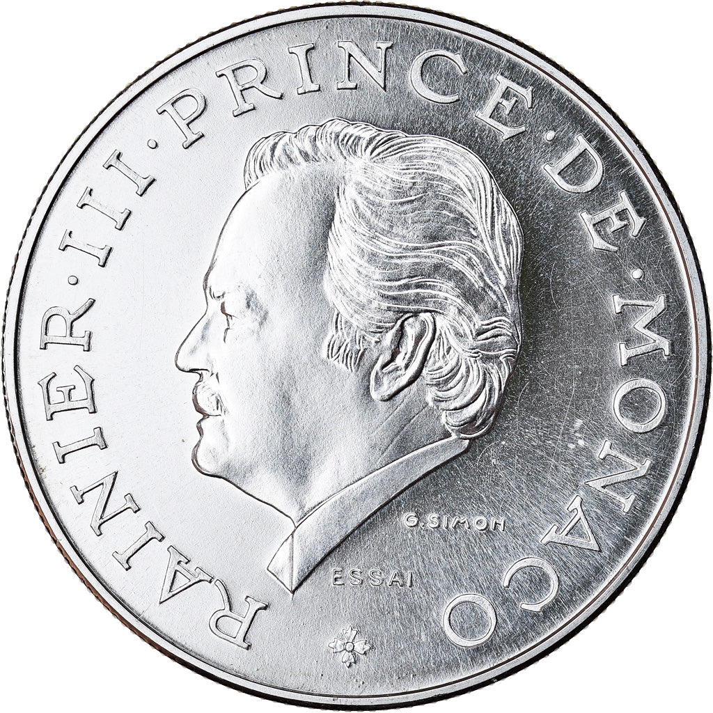 Coin, Monaco, 10 Francs, 1974, ESSAI, MS(65-70), Silver, KM:E64, Gadoury:MC156