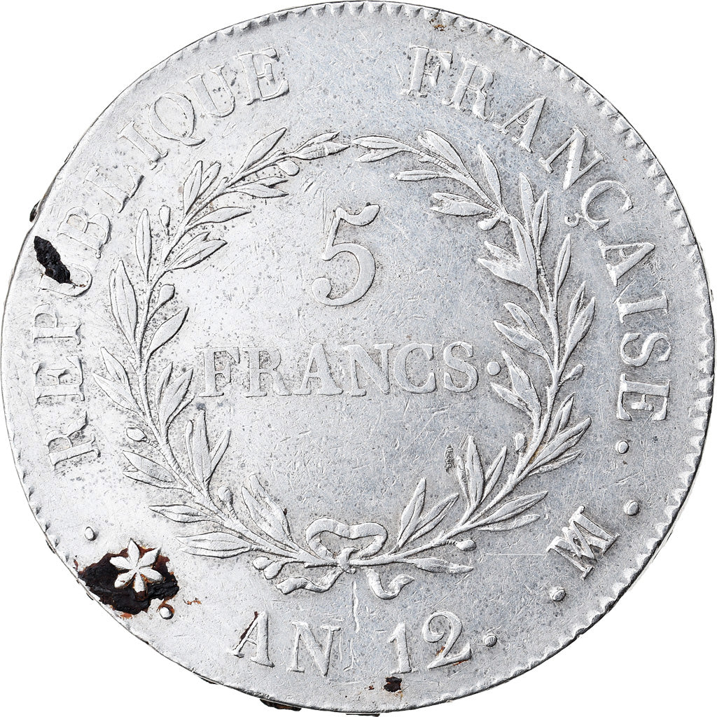 Coin, France, Napoléon I, 5 Francs, An 12 (1804), Marseille, EF(40-45), Silver