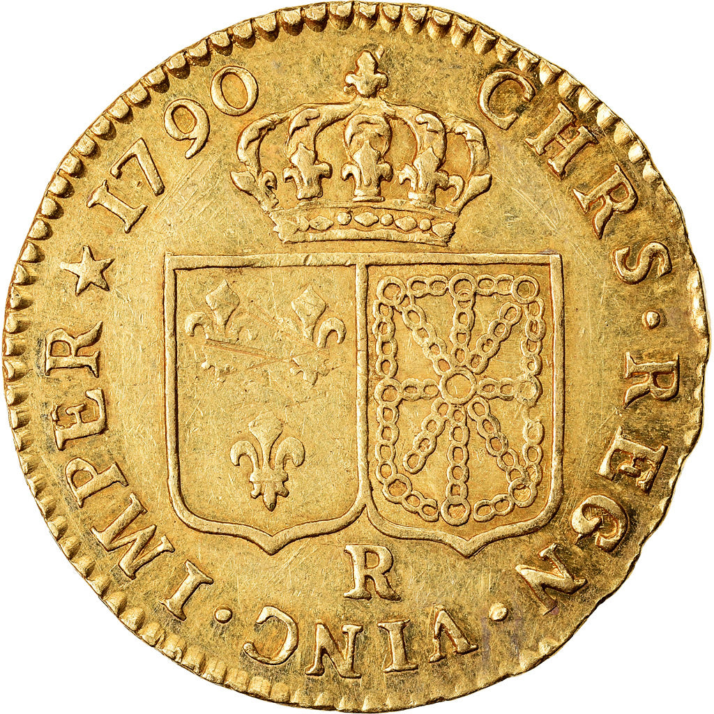 Monnaie, France, Louis XVI, Louis d'or à la tête nue,1790, Orléans, TTB