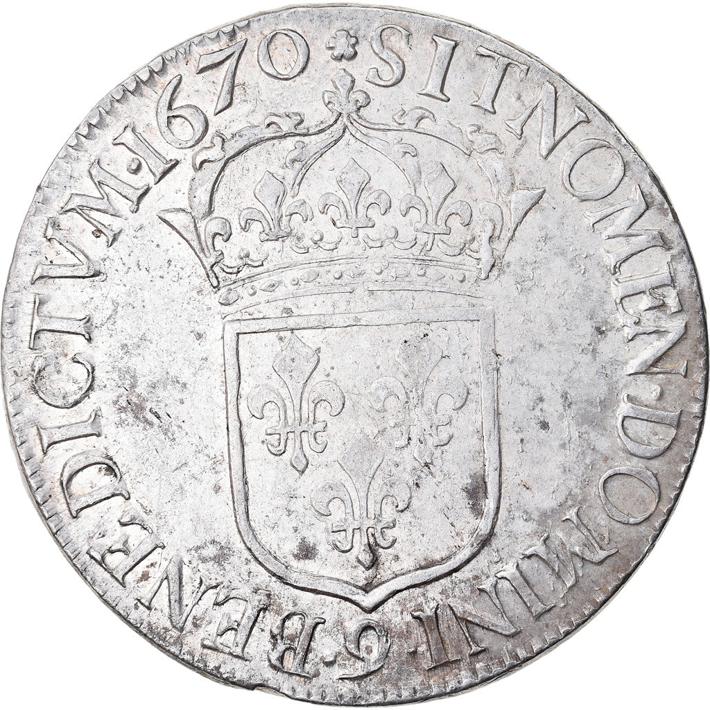 Münze, Frankreich, Louis XIV, Ecu, 1670, Rennes, Juvénile, SS+, Silber