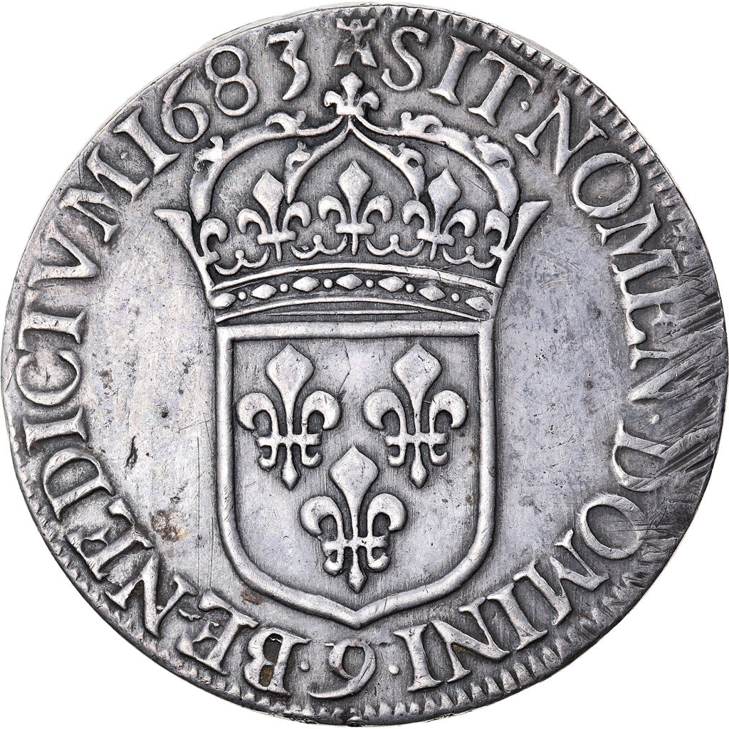 Munten, Frankrijk, Louis XIV, Écu à la cravate, Ecu, 1683, Rennes, ZF+