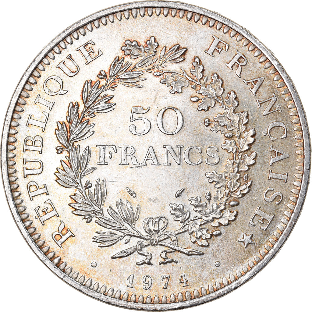 Coin, France, Hercule, 50 Francs, 1974, Paris, AU(55-58), Silver, KM:941.1