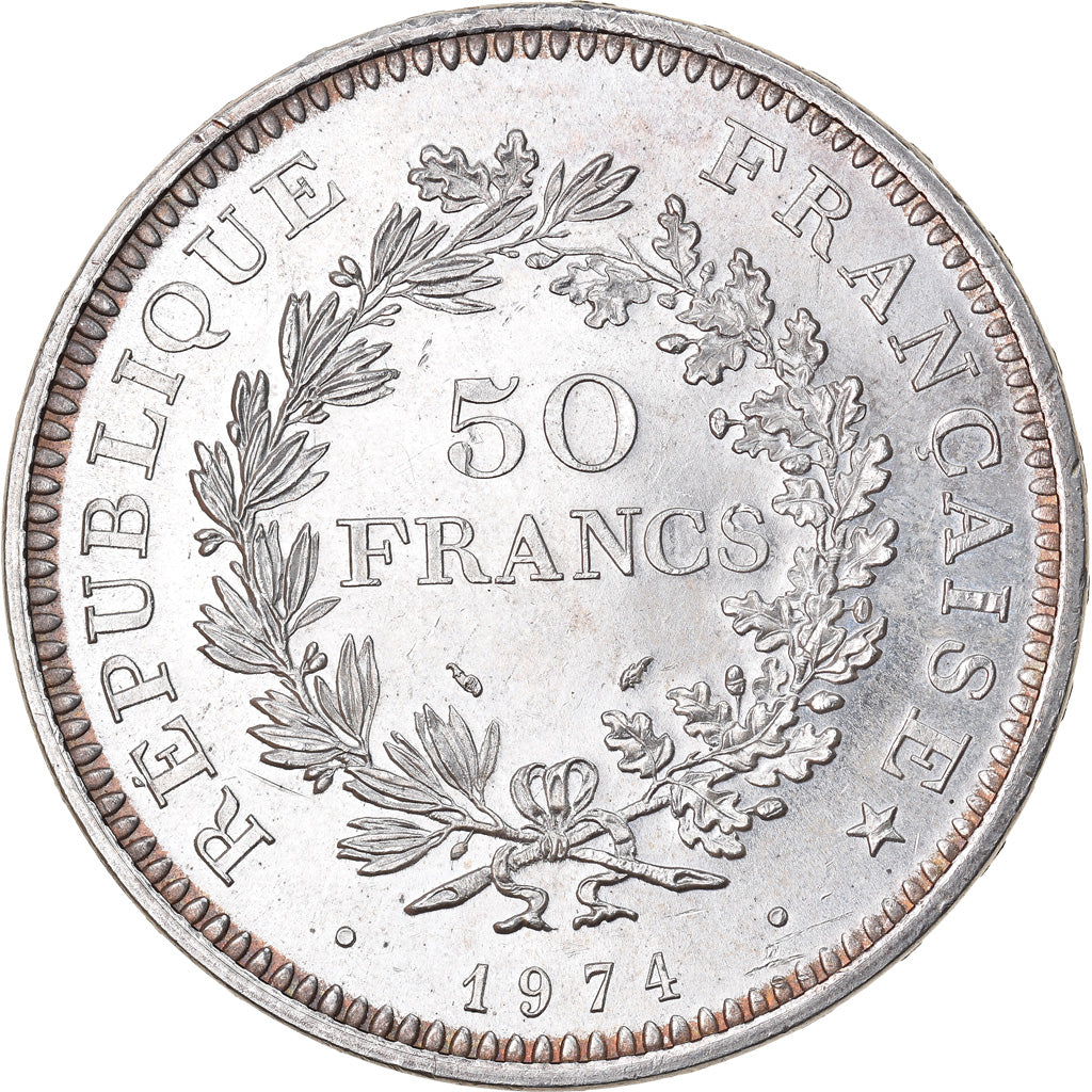 Coin, France, Hercule, 50 Francs, 1974, Paris, AU(55-58), Silver, KM:941.1