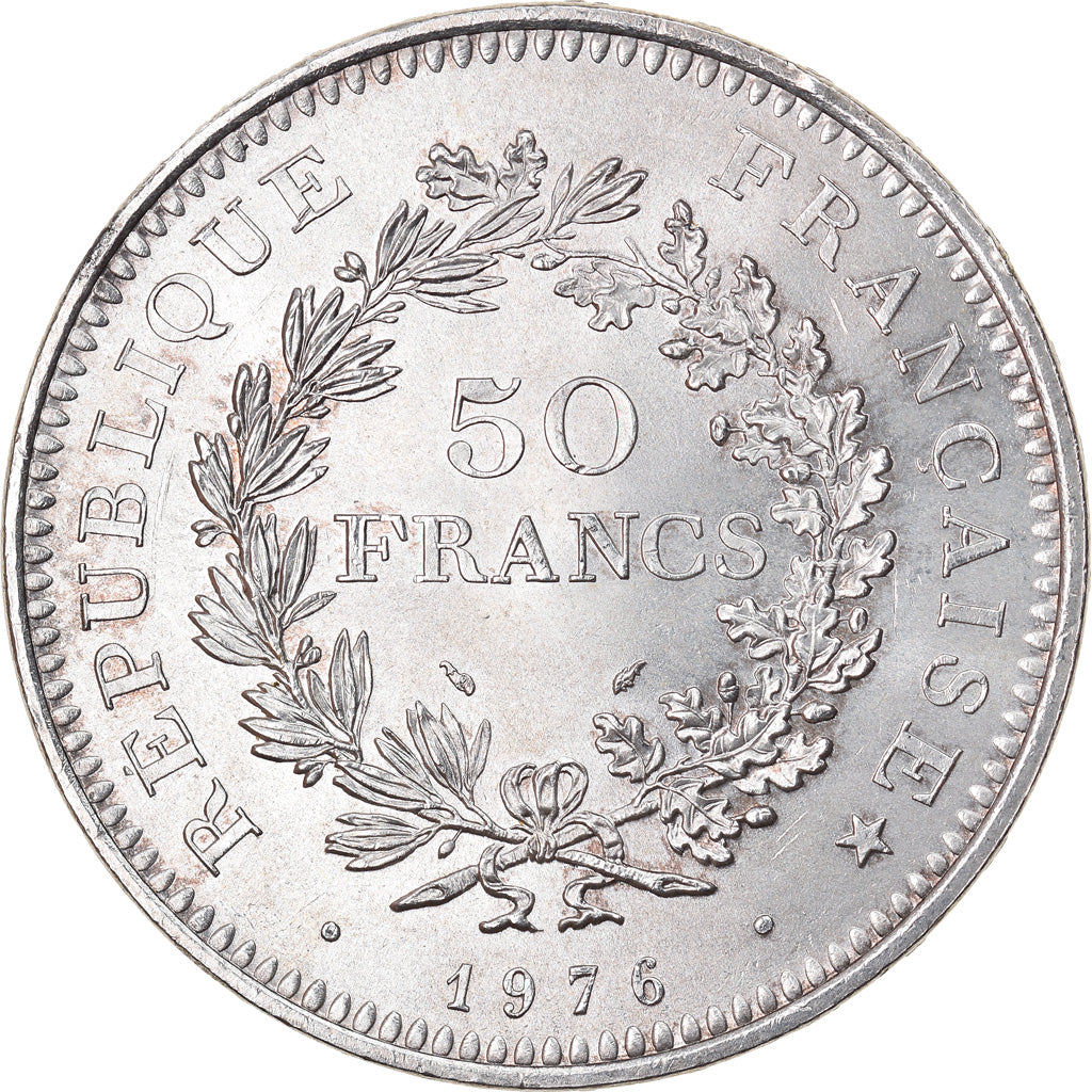 Coin, France, Hercule, 50 Francs, 1976, Paris, AU(55-58), Silver, KM:941.1