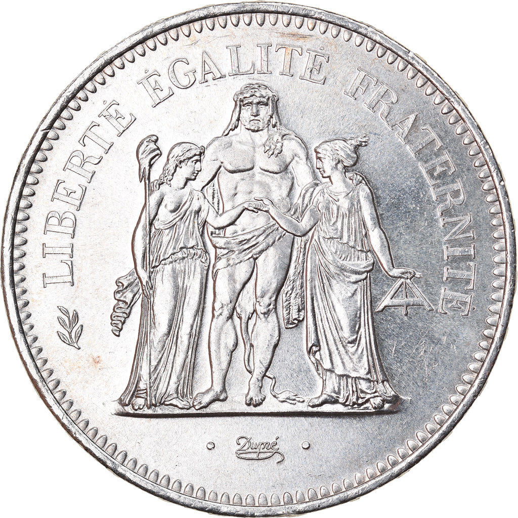 Moeda, França, Hercule, 50 Francs, 1977, Paris, AU(55-58), Prata, KM:941.1