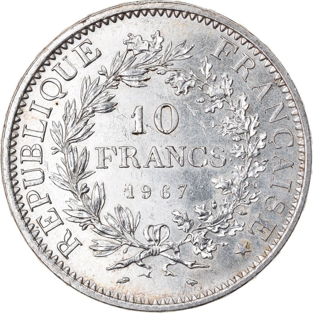 Münze, Frankreich, Hercule, 10 Francs, 1967, Paris, VZ, Silber, KM:932