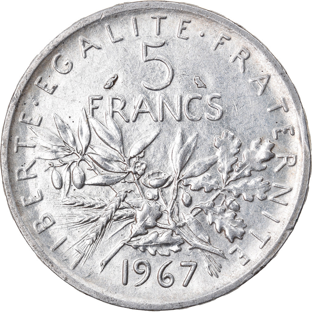 Moneta, Francja, Semeuse, 5 Francs, 1967, AU(55-58), Srebro, KM:926, Gadoury:770