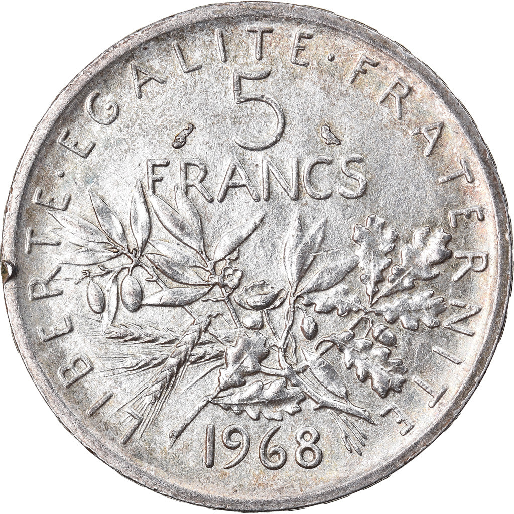 Coin, France, Semeuse, 5 Francs, 1968, AU(55-58), Silver, KM:926, Gadoury:770