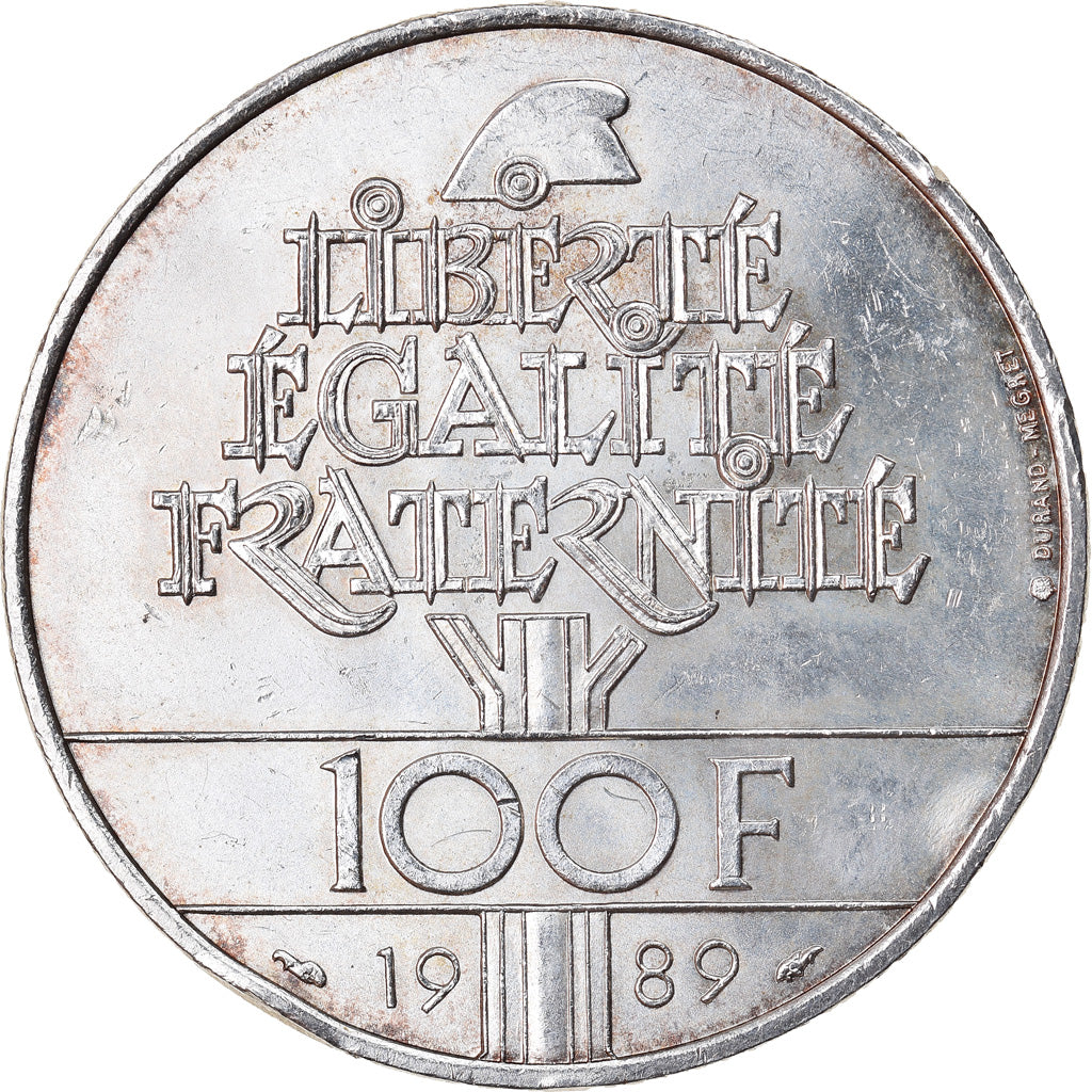 Moneta, Francia, Droits de l'Homme, 100 Francs, 1989, SPL-, Argento, KM:970