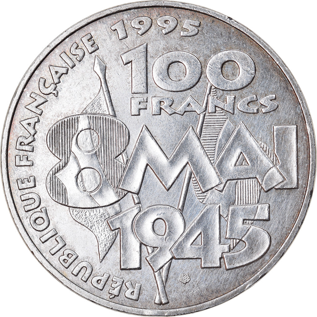 Munten, Frankrijk, 8 mai 1945, 100 Francs, 1995, PR, Zilver, KM:1116.1