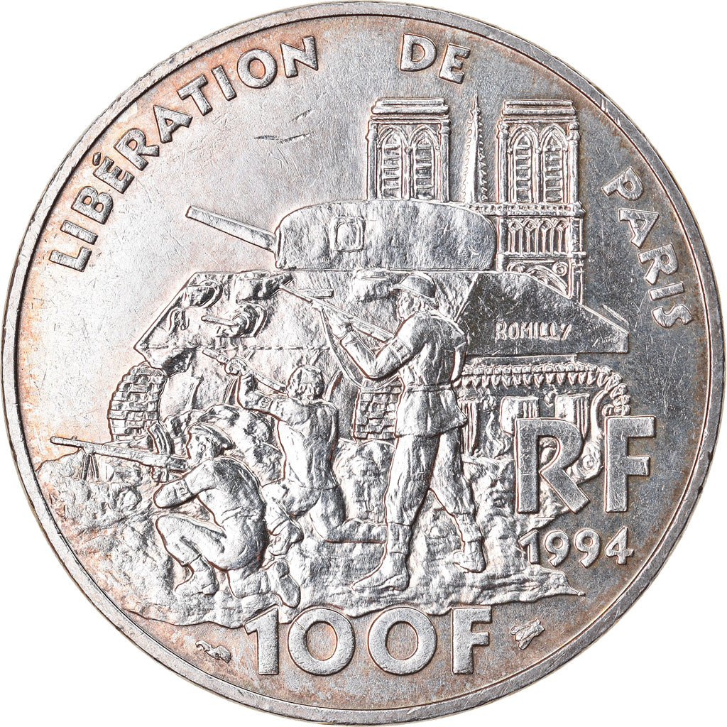 Coin, France, Libération de Paris, 100 Francs, 1994, AU(55-58), Silver