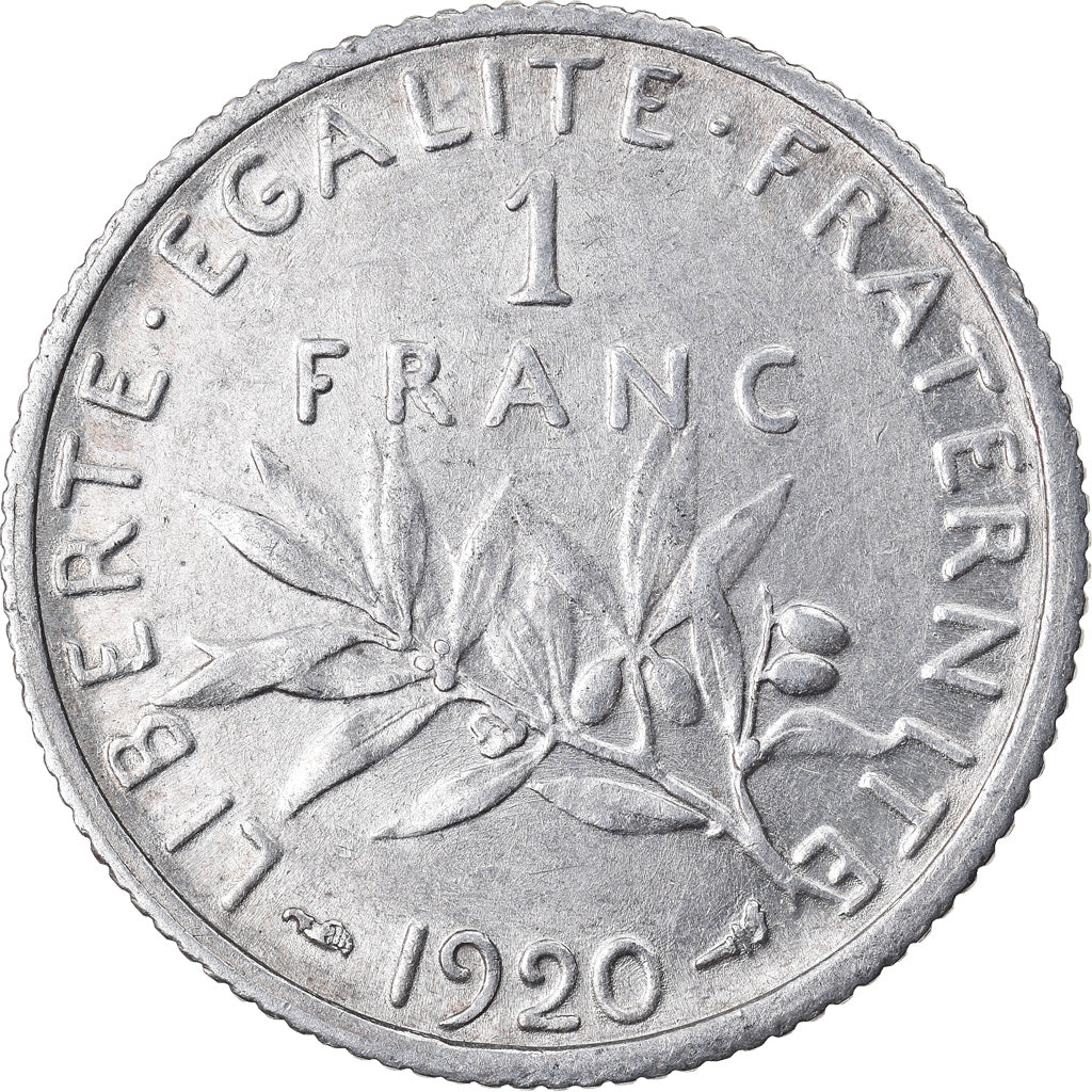Coin, France, Semeuse, Franc, 1920, Paris, AU(50-53), Silver, KM:844.1