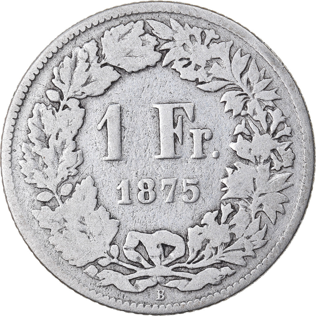 Coin, Switzerland, Franc, 1875, Bern, VF(20-25), Silver, KM:24