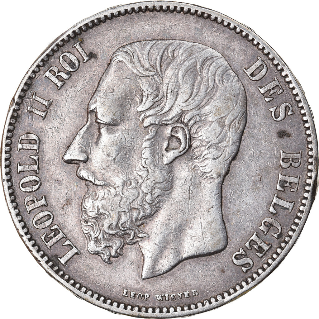 Coin, Belgium, Leopold II, 5 Francs, 5 Frank, 1873, EF(40-45), Silver, KM:24