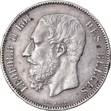 Coin, Belgium, Leopold II, 5 Francs, 5 Frank, 1873, EF(40-45), Silver, KM:24