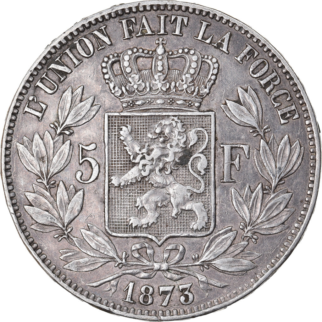 Coin, Belgium, Leopold II, 5 Francs, 5 Frank, 1873, EF(40-45), Silver, KM:24