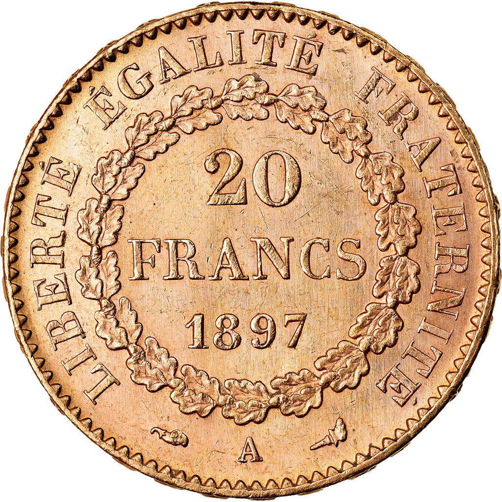 Moneda, Francia, Génie, 20 Francs, 1897, Paris, MBC+, Oro, KM:825, Gadoury:1063