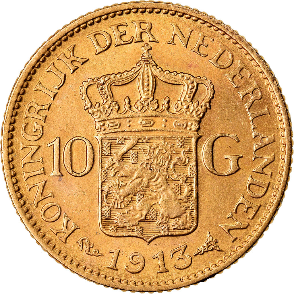 Münze, Niederlande, Wilhelmina I, 10 Gulden, 1913, SS+, Gold, KM:149