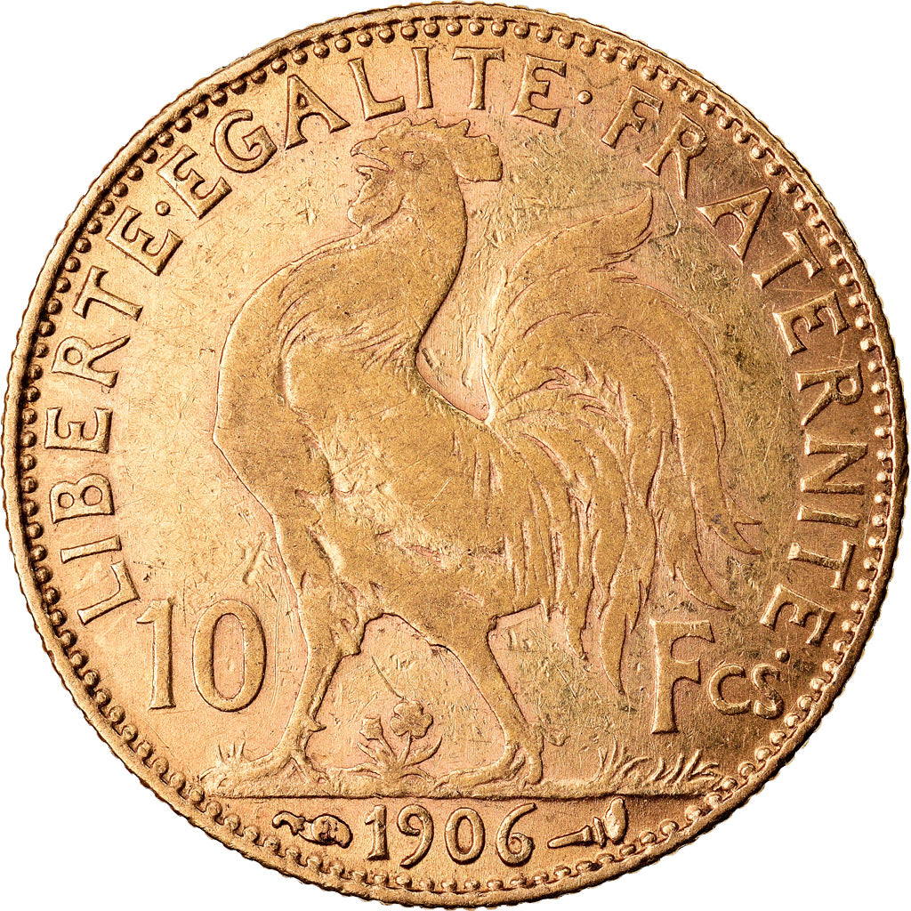 Munten, Frankrijk, Marianne, 10 Francs, 1906, Paris, ZF, Goud, KM:846