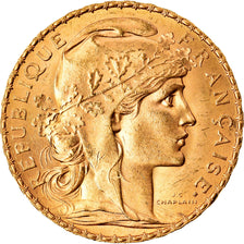 Moeda, França, Marianne, 20 Francs, 1914, Paris, MS(60-62), Dourado, KM:857