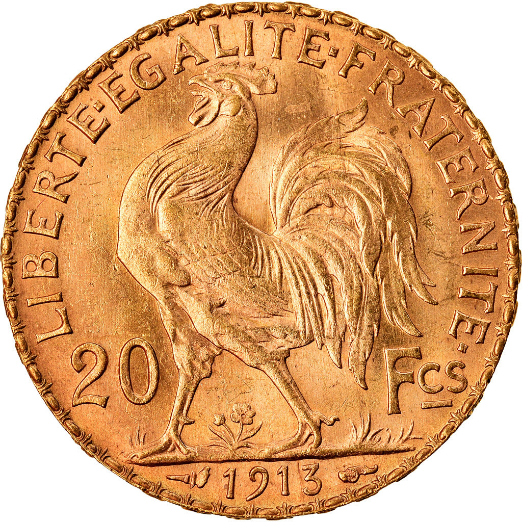 Moneda, Francia, Marianne, 20 Francs, 1913, Paris, EBC+, Oro, KM:857