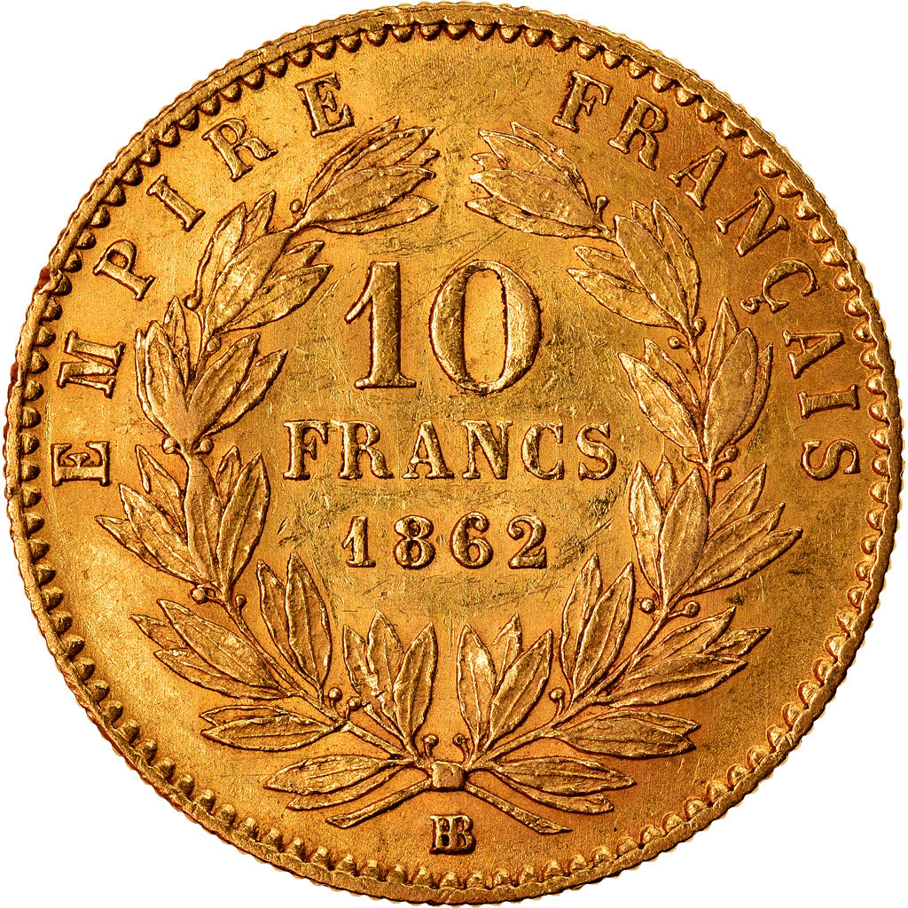 Moneda, Francia, Napoleon III, 10 Francs, 1862, Strasbourg, MBC+