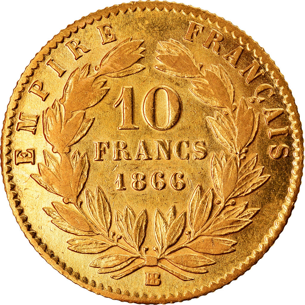 Munten, Frankrijk, Napoleon III, 10 Francs, 1866, Strasbourg, PR