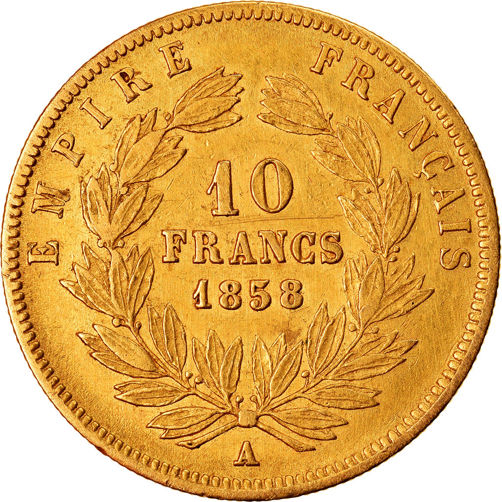 Coin, France, Napoleon III, 10 Francs, 1858, Paris, VF(30-35)