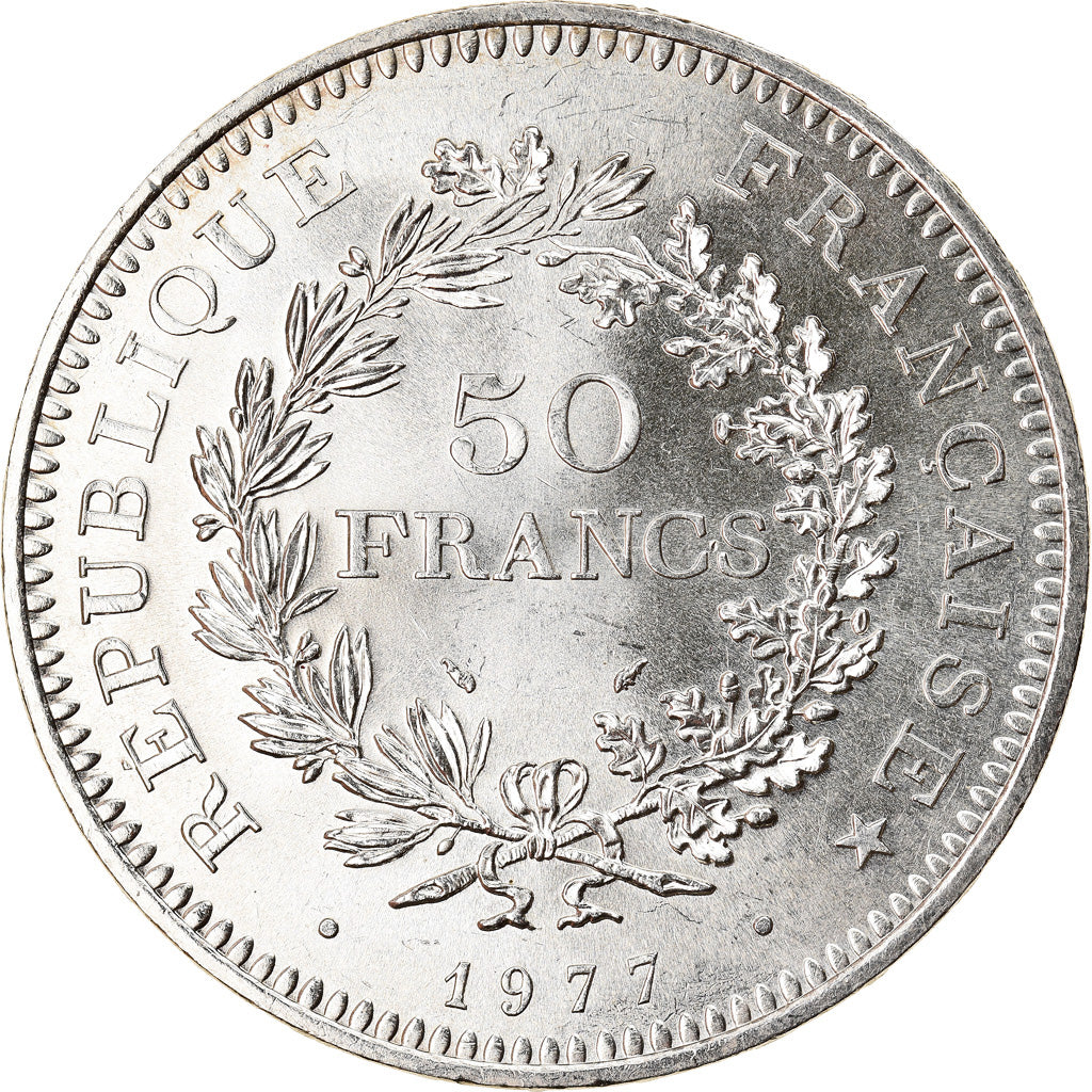 Coin, France, Hercule, 50 Francs, 1977, Paris, MS(60-62), Silver, KM:941.1