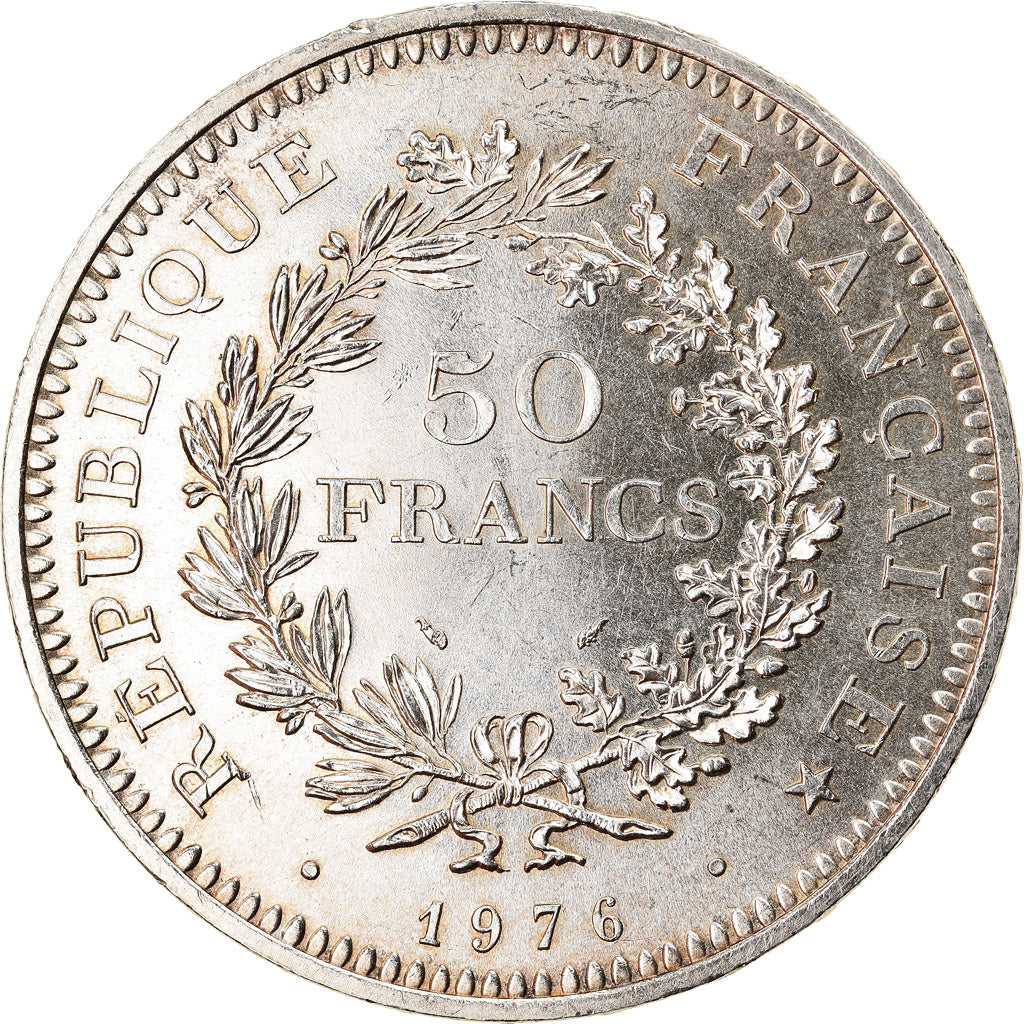 Coin, France, Hercule, 50 Francs, 1976, Paris, MS(60-62), Silver, KM:941.1