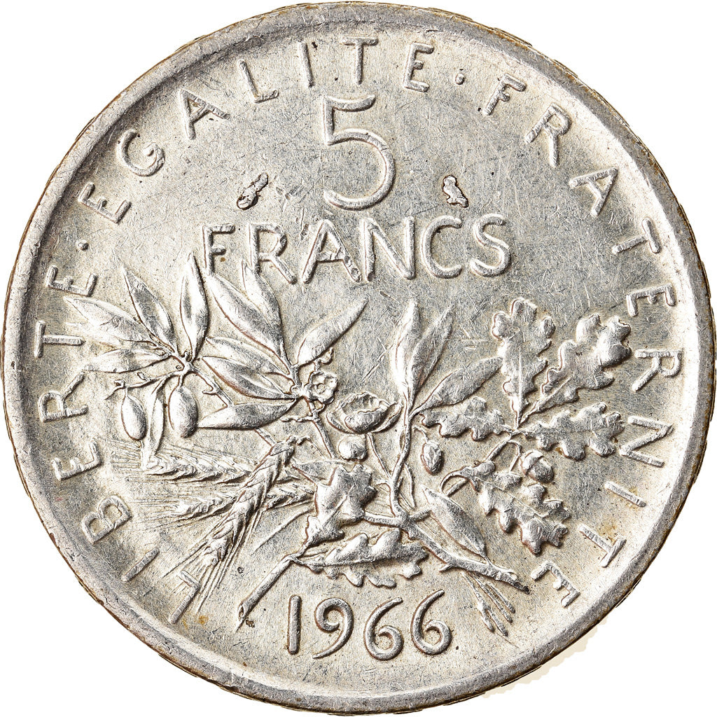 Moneta, Francja, Semeuse, 5 Francs, 1966, AU(50-53), Srebro, KM:926, Gadoury:770
